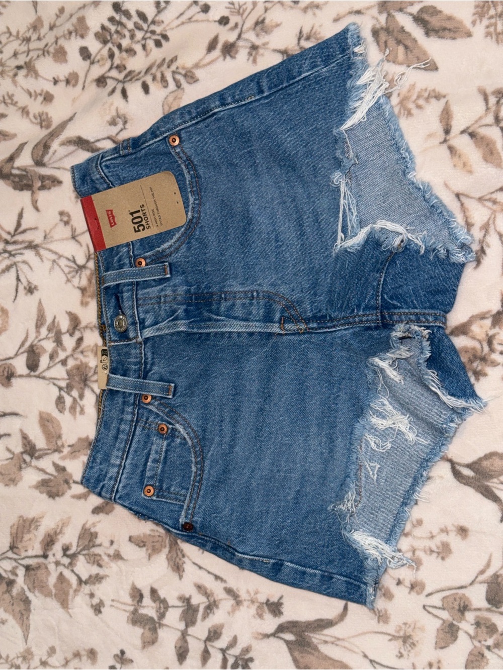 Levi's Blue 501 High-Rise Distressed Jean Shorts